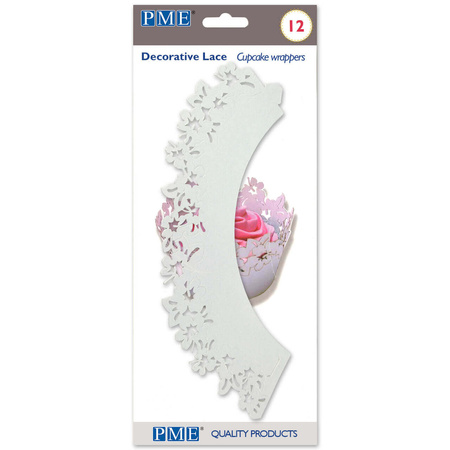 PME Koronkowe osłonki na babeczki (12 sztuk) 20.5 x 5 cm biały
