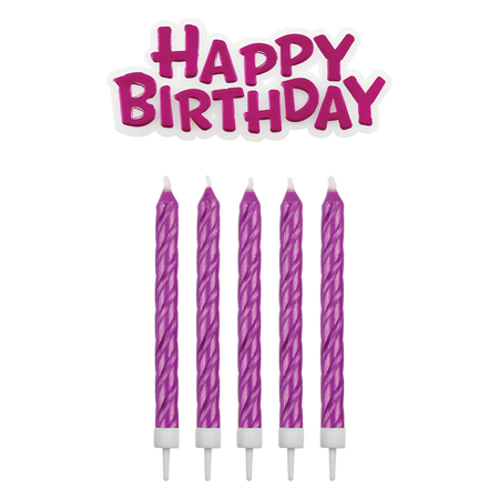 PME Świeczki różowe Happy Birthday (16 sztuk) różowy