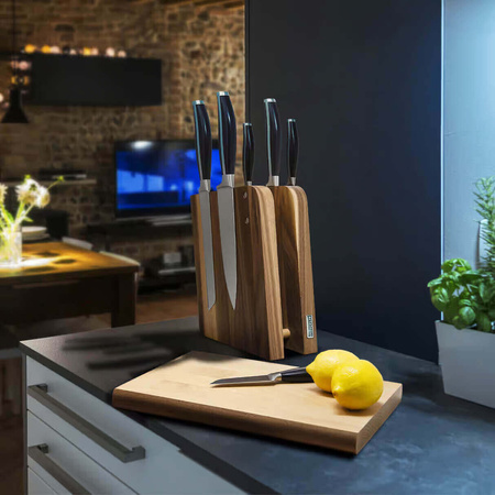 ARTELEGNO GRAND PRIX Magnetyczny blok na noże z drewna bukowego + deska kuchenna