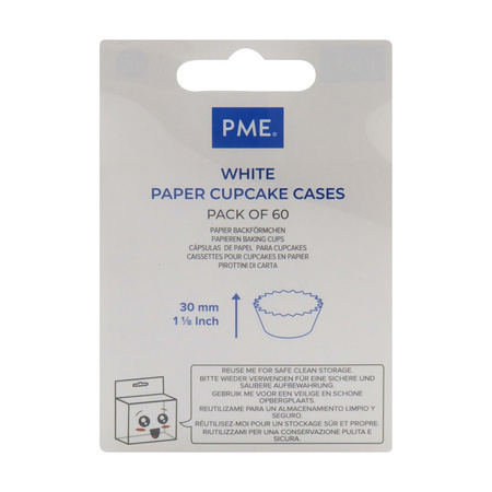 PME Papilotki do pieczenia babeczek (60 sztuk) biały