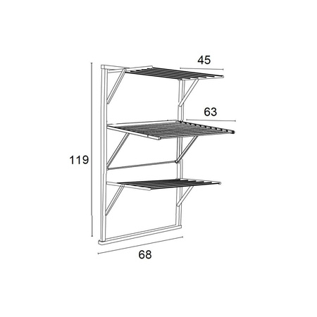 ARREDAMENTI KARIM Naścienna suszarka na pranie - 63 x 68 cm, Brązowy