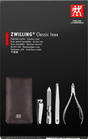 ZWILLING CLASSIC INOX Zestaw podróżny - czarne skórzane etui, 4 elementy