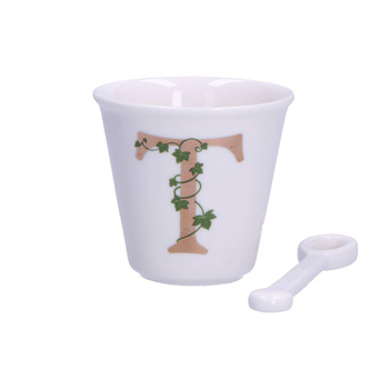 LA PORCELLANA BIANCA UNICO Filiżanka z łyżeczką 75 ml, Wzór T