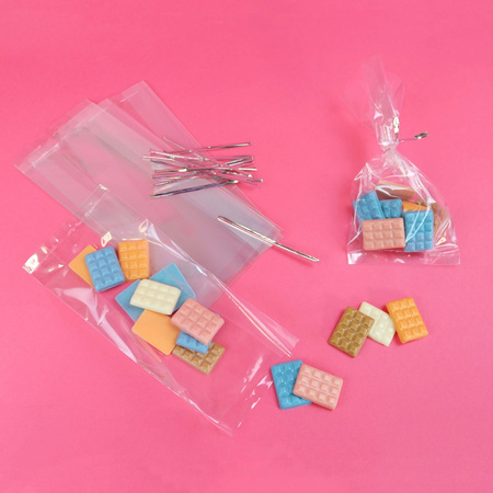 PME Woreczki cukiernicze foliowe ze srebnymi wstążkami