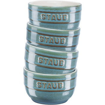 STAUB XS-MINIS Zestaw 4 ramekinów okrągłych 9 cm, antyczny turkusowy