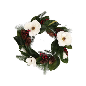 RITUALI DOMESTICI LAVINIA Świąteczny stroik z białymi kwiatami 55 cm