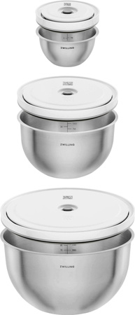 ZWILLING FRESH & SAVE Zestaw 3 stalowych misek próżniowych z pokrywką