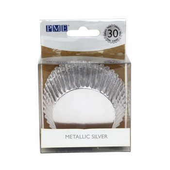PME Metaliczne papilotki do babeczek (30 sztuk) srebrny