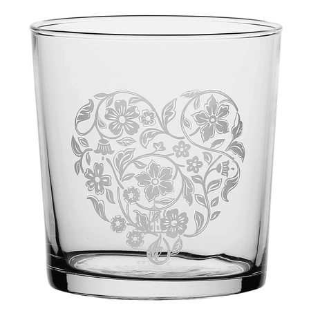 LA PORCELLANA BIANCA BABILA Zestaw 6 szklanek z grubym dnem serce/kwiat 350 ml