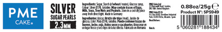PME Cukrowe perełki dekoracyjne 100 g 2.3 mm, srebrny