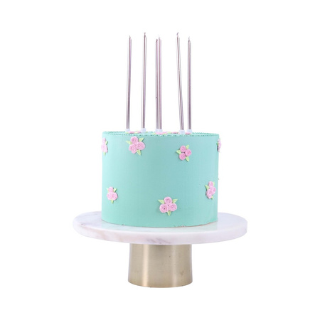 PME Zestaw 16 wysokich świeczek z podstawkami 18 cm różowe złoto