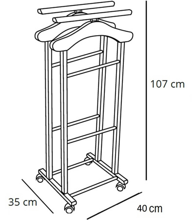 ARREDAMENTI CLEVER Wieszak do sypialni - 107 x 40 cm, brązowy