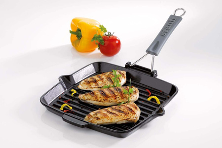 STAUB Kwadratowa patelnia żeliwna grillowa 24 cm, czarny