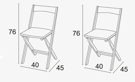 ARREDAMENTI DIANA Zestaw 2 składanych krzeseł - 45 x 40 cm, brązowy