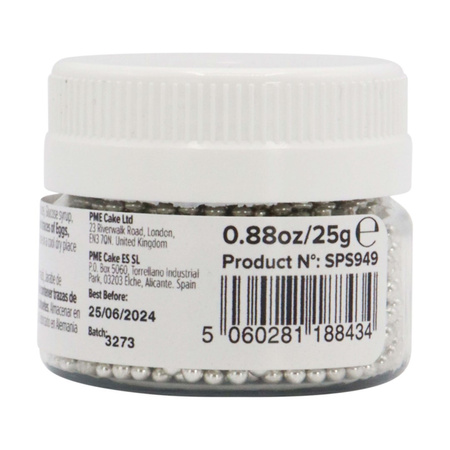 PME Cukrowe perełki dekoracyjne 100 g 2.3 mm, srebrny