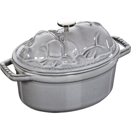 STAUB SPECIAL COCOTTE Garnek żeliwny owalny świnia 1 ltr, szary