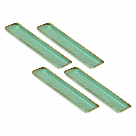 ROSE&TULIPANI CONCERTO VERDE ACQUA Zestaw 4 tac prostokątnych 32 x 8 cm