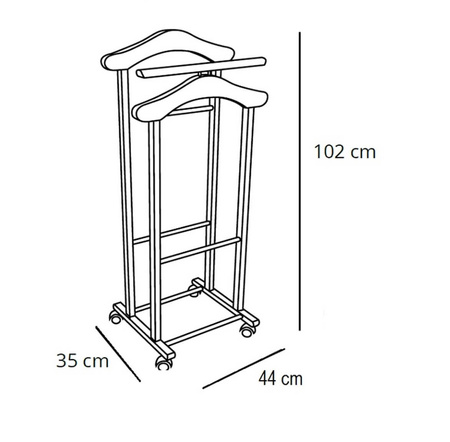 ARREDAMENTI TRENDY Wieszak do sypialni - 102 x 44 cm, brązowy