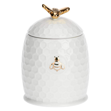 LA PORCELLANA BIANCA APEREGINA ORO Pojemnik na miód z łyżeczką 8 cm