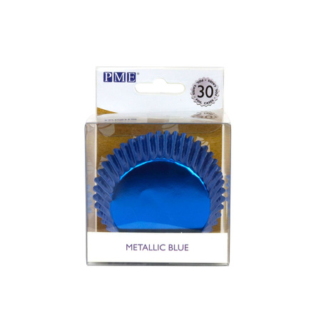 PME Metaliczne papilotki do babeczek (30 sztuk) niebieski
