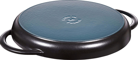 STAUB Okrągła patelnia żeliwna grillowa z dwoma uchwytami 22 cm, czarny