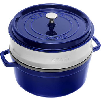 STAUB LA COCOTTE Garnek żeliwny okrągły z wkładem 5.2 ltr, niebieski