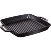 STAUB Kwadratowa patelnia żeliwna grillowa z dwoma uchwytami 33 cm, czarny