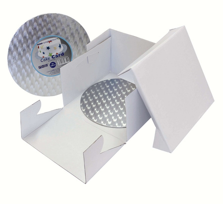 PME Zestaw pudełko i okrągła deska 25 cm biały