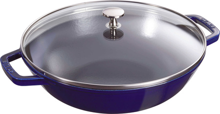 STAUB Wok żeliwny z pokrywką 30 cm, niebieski