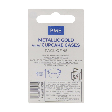 PME Metaliczne mini papilotki na muffinki (45 sztuk) złoty