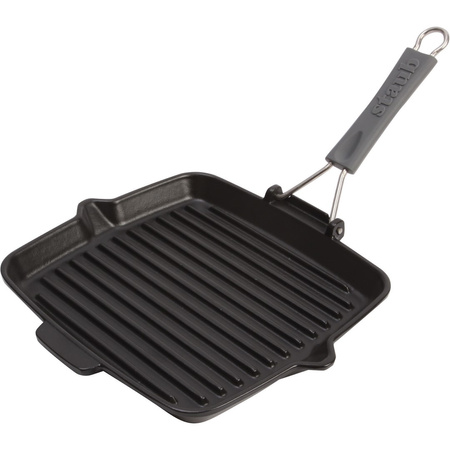 STAUB Kwadratowa patelnia żeliwna grillowa 24 cm, czarny