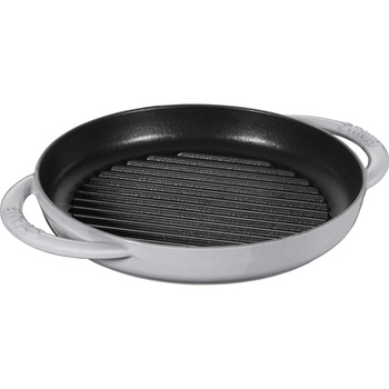 STAUB Okrągła patelnia żeliwna grillowa z dwoma uchwytami 22 cm, grafitowy
