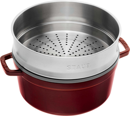 STAUB LA COCOTTE Garnek żeliwny okrągły z wkładem 5.2 ltr, grenadynowy