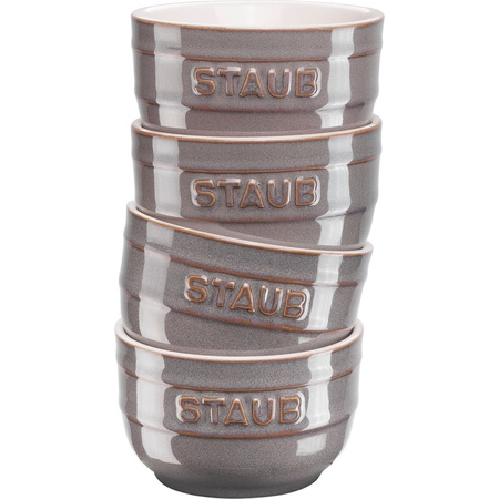 STAUB XS-MINIS Zestaw 4 ramekinów okrągłych 9 cm, antyczny grafitowy