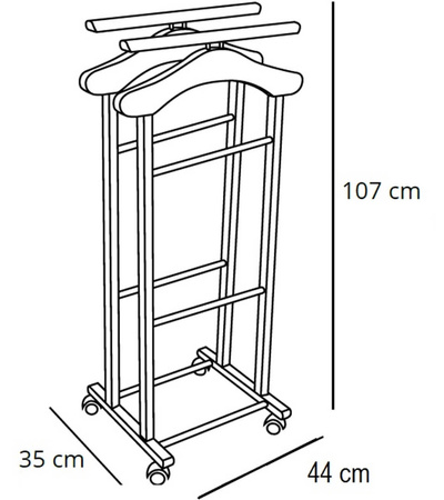 ARREDAMENTI CLEVER Wieszak do sypialni - 108 x 46 cm, biały