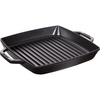 STAUB Kwadratowa patelnia żeliwna grillowa z dwoma uchwytami 28 cm, czarny